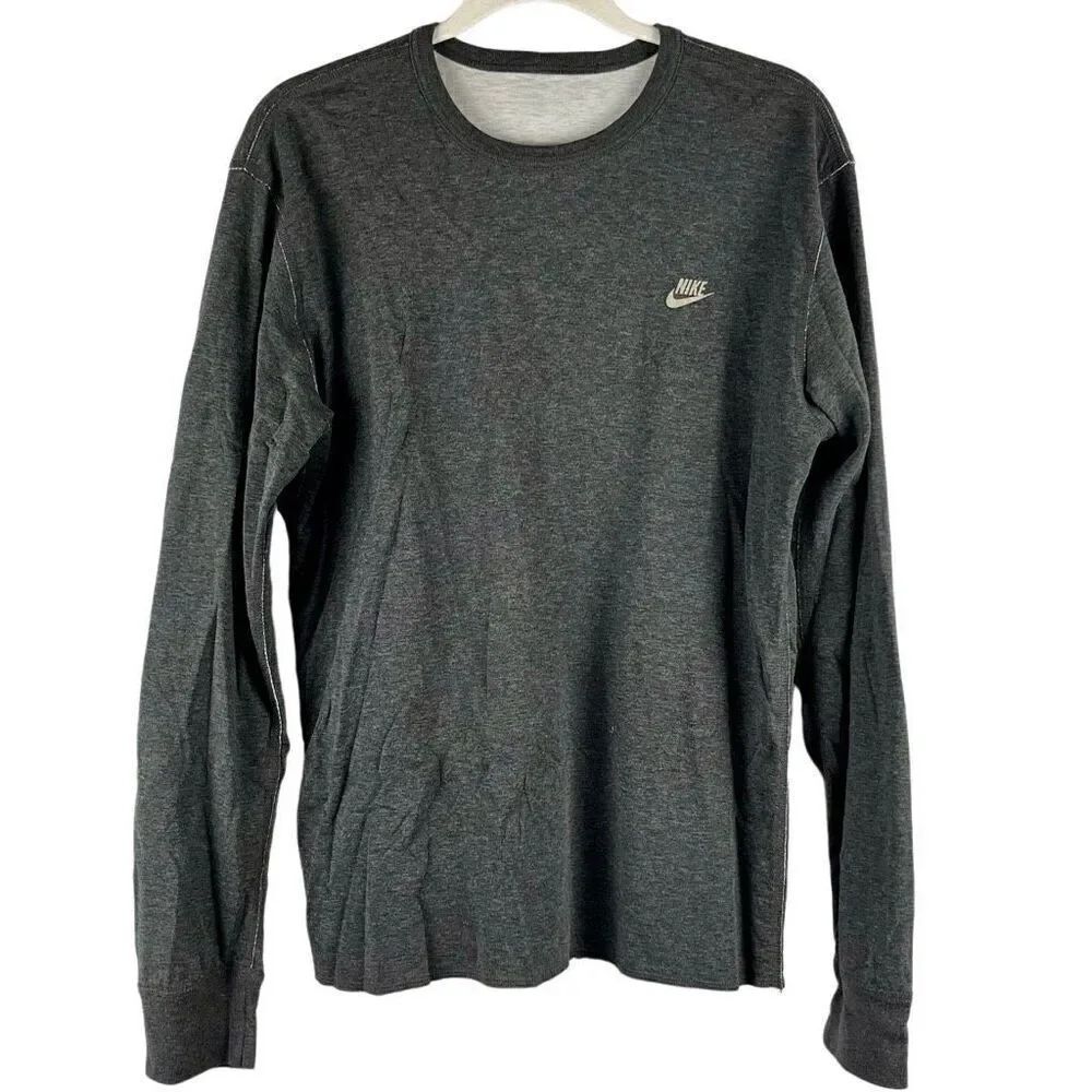 Nike Reversible Long Sleeve Tee Shirt Gray White